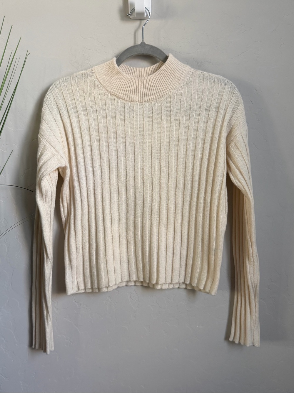 Madewell NWT Wool Blend Ribbed Mock Neck Sweater Cream XXS